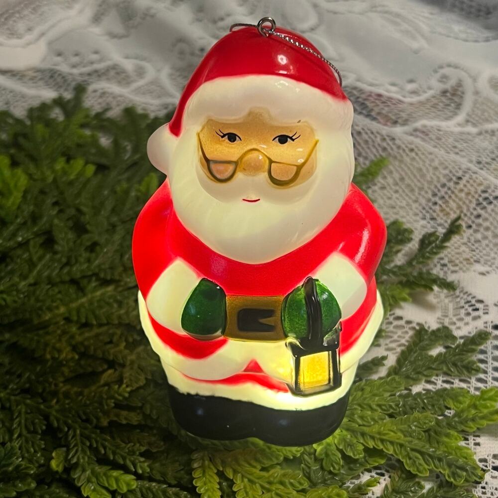 Mr Christmas 5" Santa Blow Mold Lighted Ornament Battery Operated Mini Small
